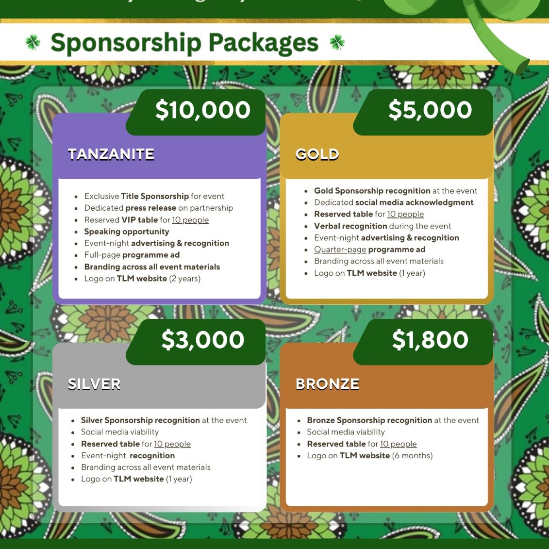 Sponsorship packages