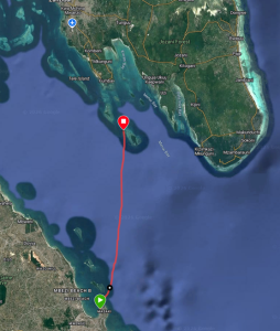 Route map: Dar es Salaam to Pungume Island